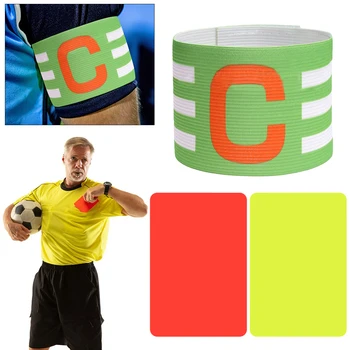 Повязка футбольного капитана с красной карточкой, Желтая карточка, Регулируемые резинки для футболистов, эластичные для соревнований футбольных команд