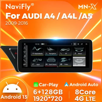NaviFly 12,5 дюймов Android 13 CarPlay Автомагнитола для Audi A4 A4L A5 2009-2016 DVD Мультимедиа GPS Навигация DSP BT Стерео Головное Устройство