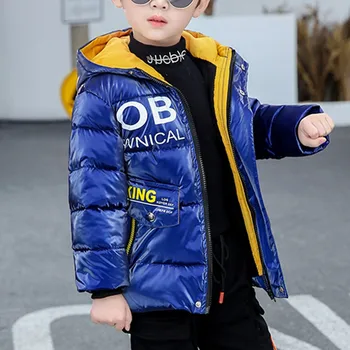 Новая зимняя куртка для мальчиков, детские пальто с глянцевой хлопковой подкладкой, детская зимняя куртка BT020