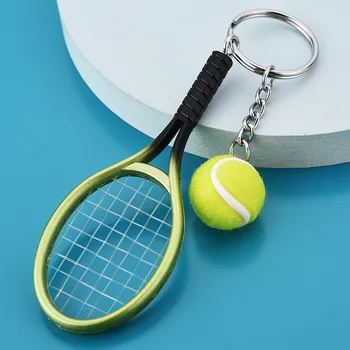 1 шт. имитация мини-теннисной ракетки с мячом Брелок-Подвеска Портативная Сумка в форме тенниса Брелок Для ключей Аксессуары Подарок