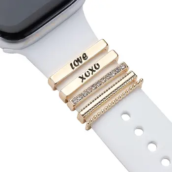 Металлические подвески, декоративное кольцо для ремешка Apple Watch, бриллиантовое украшение, смарт-часы, силиконовый ремешок, Аксессуары для браслета iwatch