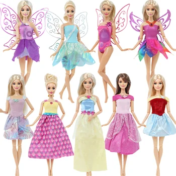 BJDBUS 1 комплект Кукольное платье феи Модное платье принцессы Ограниченное количество Мини Юбка Костюмы с крыльями Одежда для куклы Барби Аксессуары Детская игрушка