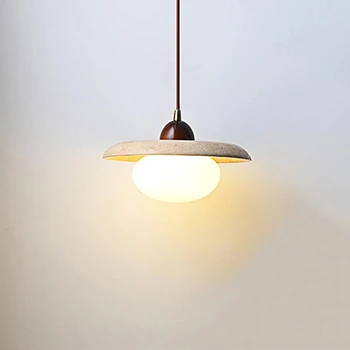 Подвесной светильник из японского травертина, подвесной светильник из желтого мрамора Ваби Саби, прикроватный светильник для ресторана Nordic, подвесной светильник