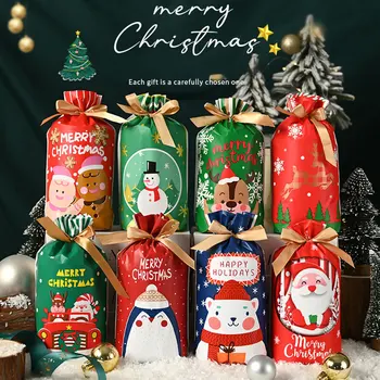 5шт Сумка для рождественских подарков, сумка для конфет, Веселое Рождественское Украшение для дома, Рождественские Новогодние Упаковочные пакеты