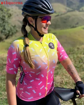 Mtbqueens Женская Велосипедная майка Camisa Ciclismo С коротким рукавом, Черная серая Розовая Желто-зеленая рубашка, одежда для шоссейных гонок, Велосипедная одежда