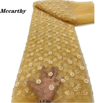 Последняя кружевная ткань Mccarthy из бисера 2023, высококачественные кружевные ткани с красочными африканскими блестками, роскошная швейная ткань для женского платья