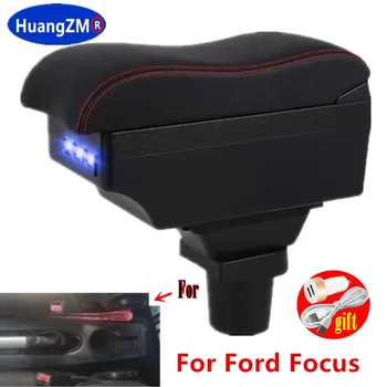 Для Ford FOCUS mK1 Коробка для подлокотников для автомобиля Ford Focus Коробка для подлокотников Центральная коробка для хранения Модернизация интерьера Зарядка через USB Автомобильные аксессуары