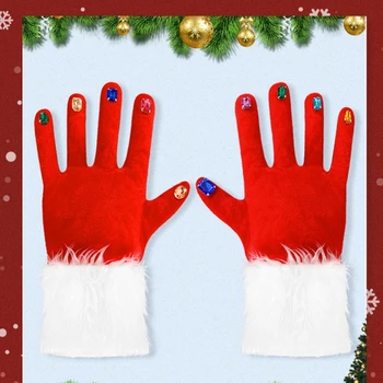 Перчатки из велета со стразами Сексуальный костюм Санта-Клауса для женщин Рождественские Перчатки Санта-Клауса для Рождественской вечеринки Женские перчатки Санта-Клауса N21 22 Drop