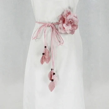 Длинная декоративная юбка с кисточками, ремни для платья, женский шифоновый пояс с большим цветком, тонкий пояс, модный Корейский женский пояс с узлом