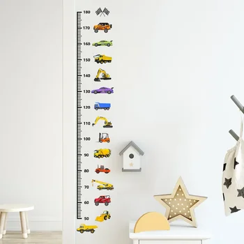 Транспортный Грузовик Таблица Роста Автомобилей для Детей Наклейки На Стены Измерение Роста Детская Линейка Декор Детской Комнаты Искусство