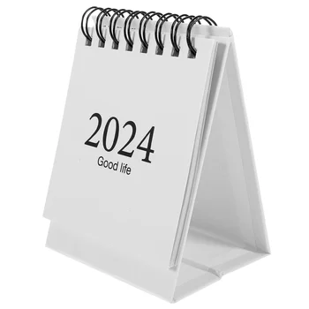 Декор, мини-календарь на 2024 год, маленький настольный ежемесячный стол, белая бумажная подставка, декоративный офис