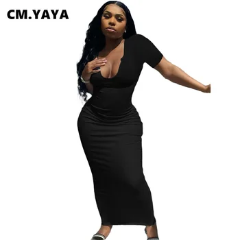 СМ. Женское длинное платье YAYA, однотонные облегающие платья Макси с круглым вырезом и короткими рукавами, сексуальная уличная одежда, летний наряд 2021