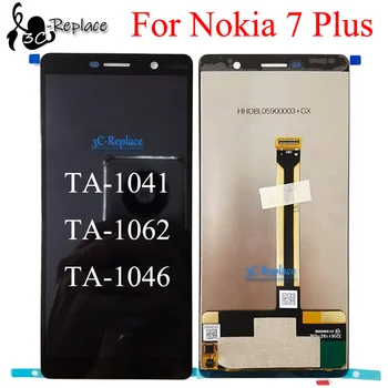 Черный 6,0 Дюймов Для Nokia 7 Plus 7P TA-1041 TA-1062 TA-1046 ЖК-дисплей Сенсорный Экран Дигитайзер Панель В Сборе Запасные Части