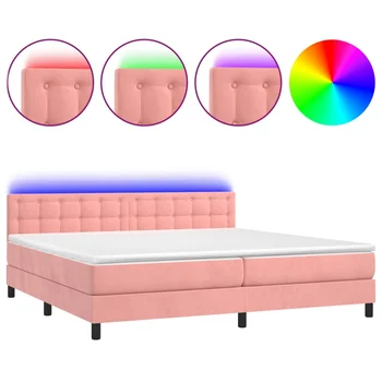 Внутренняя обитая кровать с матрасом и светодиодной подсветкой, розовая / синяя /серая, бархат 200x200 см