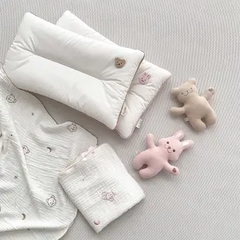 Детская подушка с милым рисунком, мягкий хлопок, дышащий, впитывающий пот, подушка для защиты головы ребенка, подушка для новорожденных