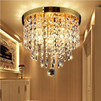 Светильник в европейском стиле, роскошная люстра с хрустальным блеском, гостиная, спальня, потолочный светильник из хрусталя E27, светильники для домашнего декора