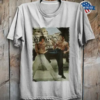 Брюс Ли пнул Чака Норриса в винтажную футболку, фанатский фильм 1970-х-1980-х годов