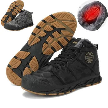 Мужские зимние ботинки, Плюшевая Теплая Обувь Для Альпинизма, Противоскользящая Водонепроницаемая Дышащая Обувь для Активного отдыха осенью и зимой