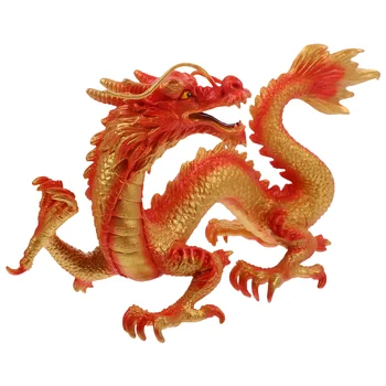 Статуя Китайского Дракона Пластиковая игрушка Красный Дракон Фигурка Дракона Фэншуй Китайская Новогодняя Фигурка Дракона Золотая Борода Богатство