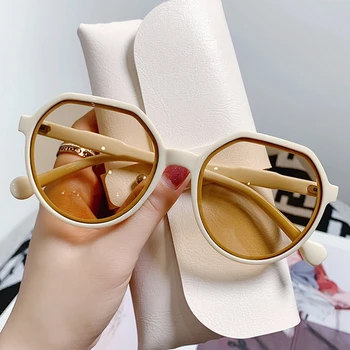 Круглые солнцезащитные очки в стиле ретро, женские Брендовые Дизайнерские Классические Винтажные солнцезащитные очки в маленькой оправе, Женские Черные очки для вождения в Корейском стиле