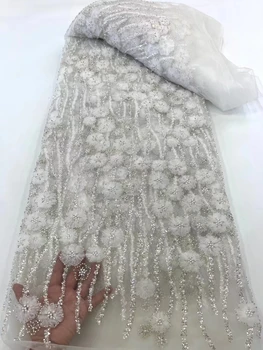 Кружевная ткань и блестки, блестящие хрустальные бусины, свадебное платье из красного расшитого бисером Нигерийского тюля 2023 года, высококачественная французская сетка.