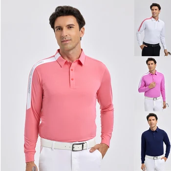 2023 мужская рубашка для гольфа, весна-осень, зимняя спортивная рубашка для гольфа, футболка с длинным рукавом, стрейчевая сухая мужская рубашка поло, бесплатная доставка