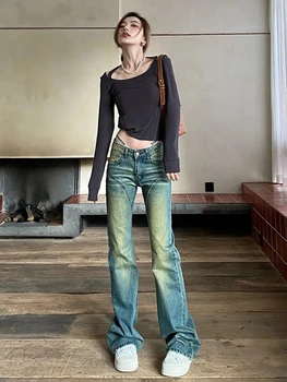 Новые прямые широкие уличные брюки для женщин, джинсы, джинсы с высокой талией, женская одежда, модная женская одежда в стиле Харадзюку