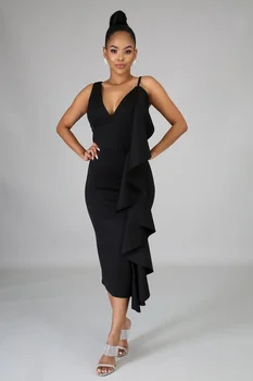 EWSFV 2022 Летняя Женская одежда Новый дизайн, Модный тренд, Сексуальное Однотонное платье на подтяжках неправильной формы