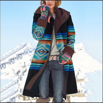 Новое поступление 2023 года! Женское длинное шерстяное пальто с принтом, стильная комбинированная куртка в европейском и американском стиле, идеально подходящая для поездок на работу