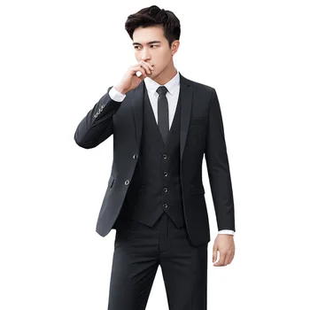 L-Мужская корейская версия приталенного верхнего пальто жених брак бизнес карьера официальный костюм мужчина