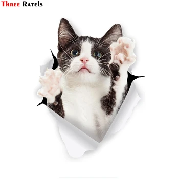 Three Ratels 3D Cat Stickers Черно-Белый Смокинг Cat Sticker Для Настенного Холодильника Автомобиля Гостиной 1096