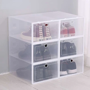 6 Упаковок Прозрачной коробки для обуви органайзеры для обуви, утолщенный складной Пылезащитный ящик для хранения, Штабелируемый комбинированный шкаф для обуви, Распродажа
