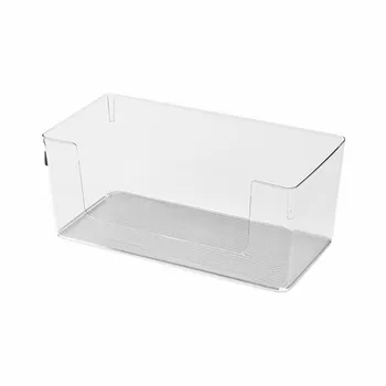 Пластиковый прозрачный Кухонный ящик для хранения, Универсальный Органайзер для хранения с открытой передней полкой, Многофункциональный стеллаж для хранения