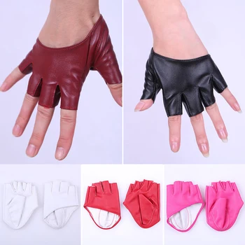 Модные перчатки из искусственной кожи без пальцев на половину пальца, женские варежки для танцев на пилоне, женские мужские перчатки с короткими пальцами Harf