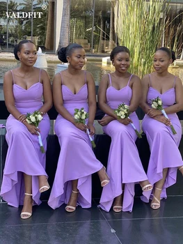 Длинные Платья Подружек Невесты Русалки Лавандового Цвета 2022 года с Бретельками для Африканских Черных Девушек Vestidos Damas De Honor Boda