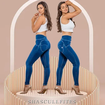 Shascullfites Джинсовые брюки Slim Fit Джинсы на пуговицах Спортивная одежда Женские Спортивные Высокие Узкие брюки для йоги Весна