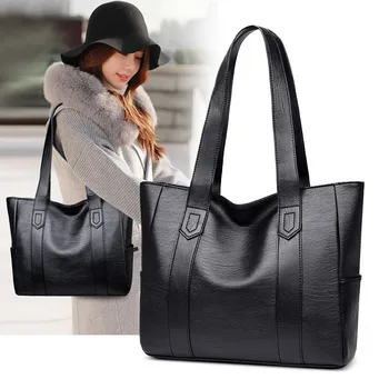 Женские сумки из искусственной кожи, модные сумки-тоут большой емкости, ретро Дизайнерская сумка на ремне с двойным ремнем, женская сумка для покупок Mujer Bolsa