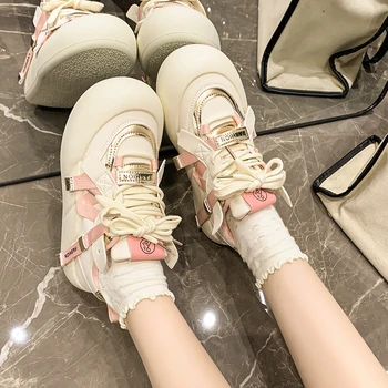 Модная спортивная обувь, женская повседневная спортивная обувь, Универсальная розовая обувь на плоской подошве со шнуровкой, спортивная обувь, женская вулканизированная обувь