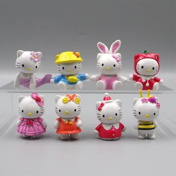 Серия Hello Kitty Dress Up Kawaii Doll Sanrio Фигурка Мультяшная Модель 8шт Аниме Фигурка Рождественский Подарок Детям Игрушки Для Девочек