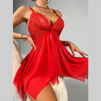 Сексуальная ночная рубашка без вырезов, женский кружевной полый бюстгальтер, Эротические костюмы, платье для плюшевой куклы, бюстгальтер с глубоким V-образным вырезом, комплект нижнего белья для порно