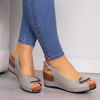Женская обувь 2023, Летняя обувь на платформе, увеличивающая рост, Однотонные модные Элегантные лаконичные удобные повседневные сандалии Sapatos