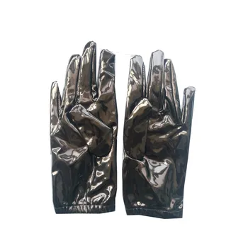 Косплей на Хэллоуин, черная короткая перчатка из искусственной кожи из ПВХ, Перчатки для костюмов на Хэллоуин, Аксессуары для косплея