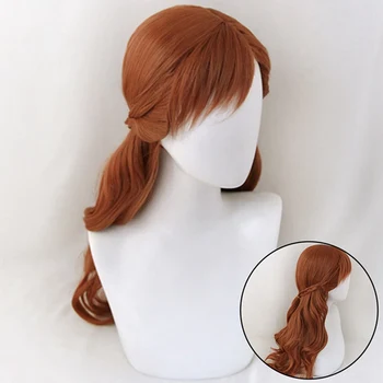 Новый парик для косплея Анны длиной 70 см, вьющиеся, волнистые, термостойкие синтетические волосы, коричневый женский парик для костюмированной вечеринки