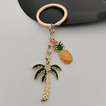 Милый мультфильм кокосовая пальма ананас брелок для ключей тропические растения и фрукты милый летний брелок для ключей подарки для мужчин и женщин ювелирные изделия.