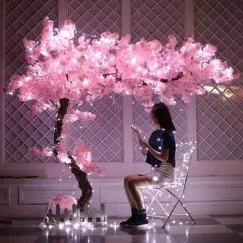 Заводская продажа большого деревянного дерева свадебное украшение искусственное вишневое дерево в цвету