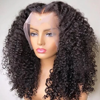 Короткий кудрявый парик-боб из человеческих волос 13x4, парик с кружевом спереди, предварительно выщипанный Перуанский Бесклеевой парик из человеческих волос с волнами воды спереди для женщин