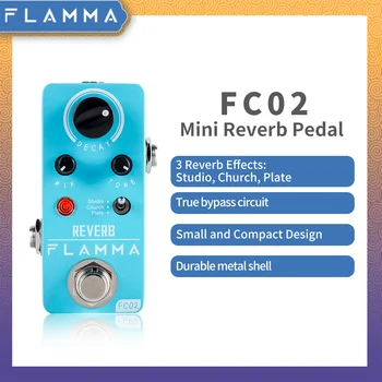 Педаль электрогитары FLAMMA FC02, педаль эффектов реверберации со студийными эффектами церковной таблички, настоящий байпас с блоком питания
