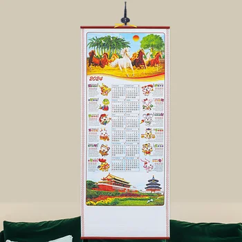 Календарь Пустой Лунный Декоративный бумажный настенный ежемесячник Большой новогодний Традиционный китайский календарь Прокрутка подвесного календаря