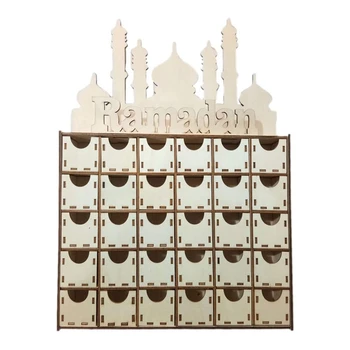 Деревянный Адвент-календарь на Ид Рамадан Мубарак Мусульманские украшения для Ид Ид Украшения для вечеринок