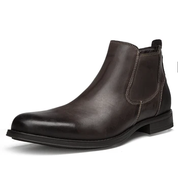 Мужские кожаные ботинки в стиле британцы старинные кожаные сапоги обувь новое прибытие мужские ботинки осень зима дизайн мужские ботинки
